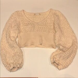 Altar'd State Cream Textured Knit Top